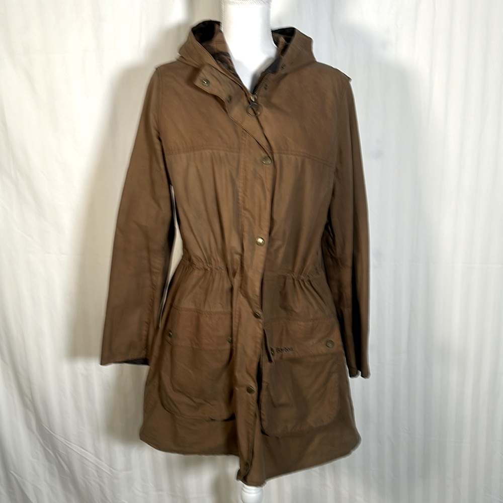 Barbour Ladies Durham Brown Hoodie Jacket US Sz 14